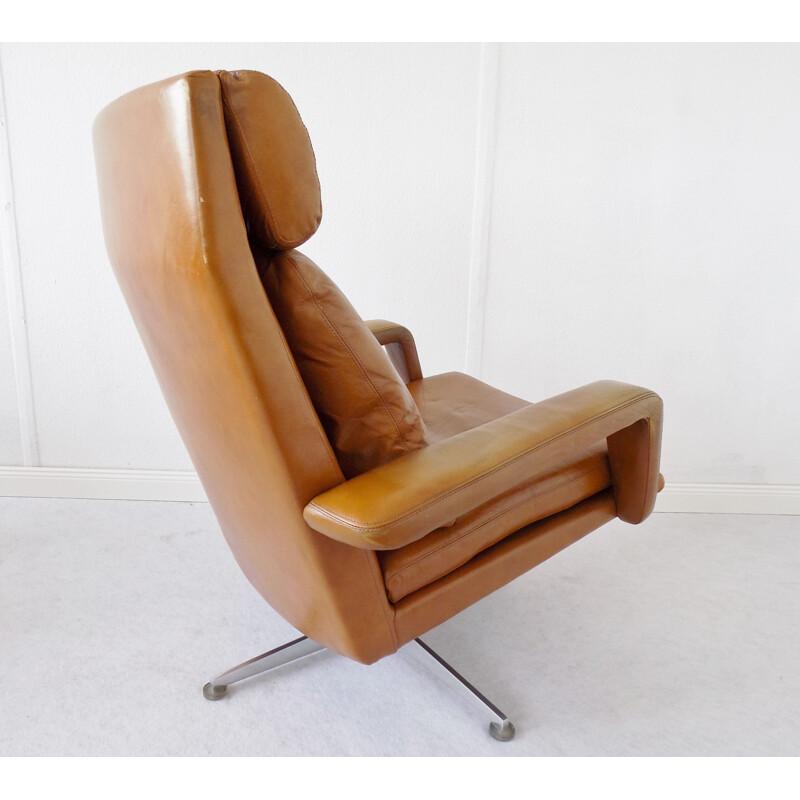 Vintage lounge chair by Kaufeld in brown leather 1960