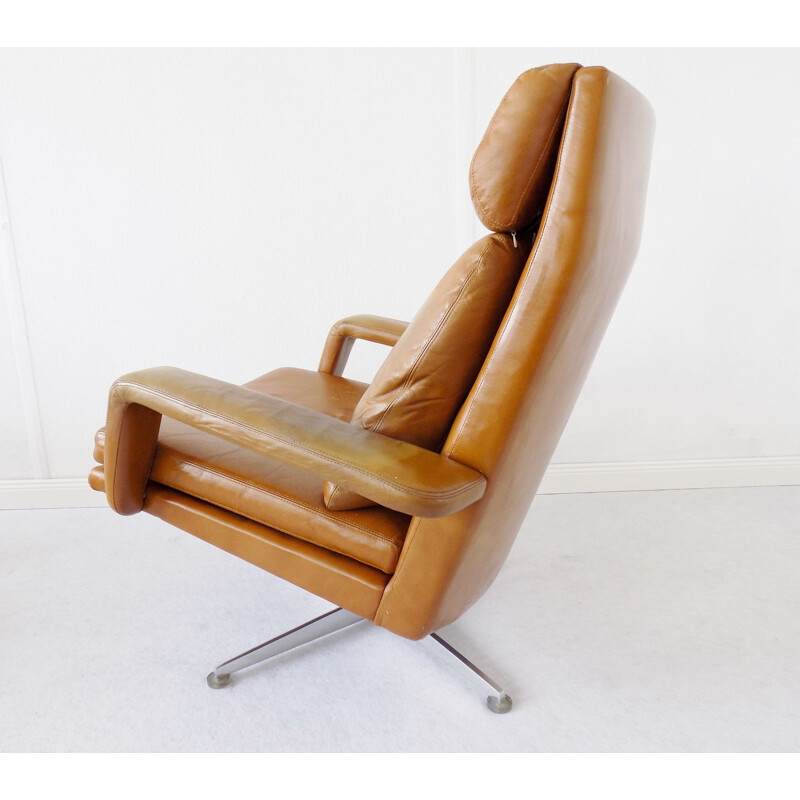 Vintage lounge chair by Kaufeld in brown leather 1960