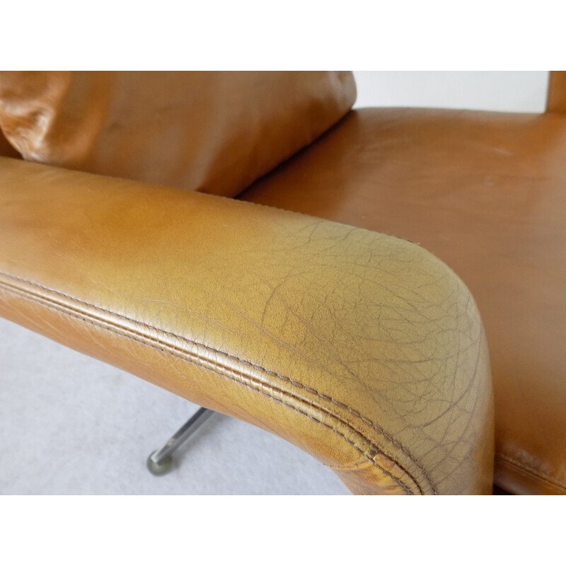 Vintage lounge chair by Kaufeld in brown leather 1960