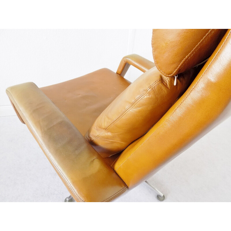 Vintage lounge chair by Kaufeld in brown leather 1960