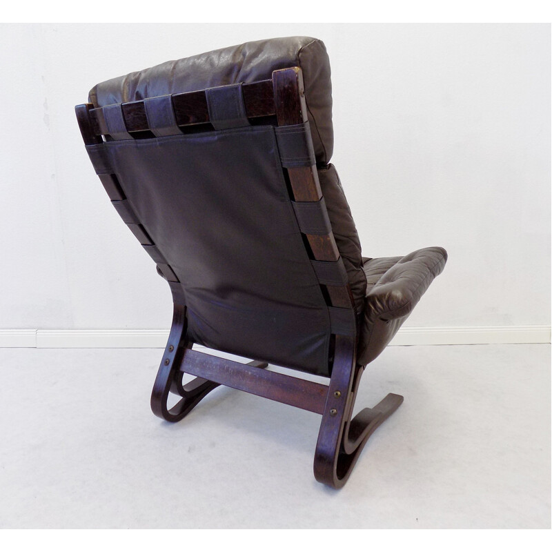 Vintage Kengu armchair for Rykken in leather and rosewood 1960