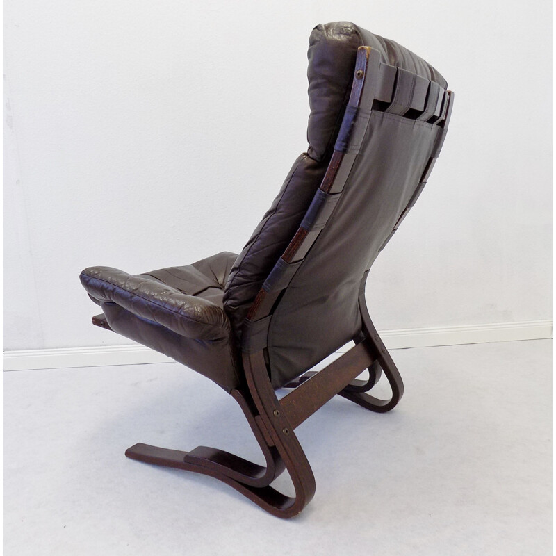 Vintage Kengu armchair for Rykken in leather and rosewood 1960