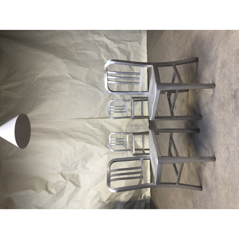 Set of 4 vintage chairs in aluminium 1980