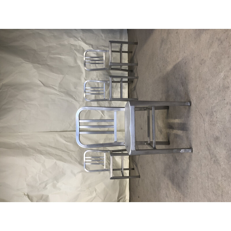 Set of 4 vintage chairs in aluminium 1980