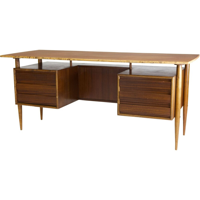 Vintage office desk double sided teak 1960