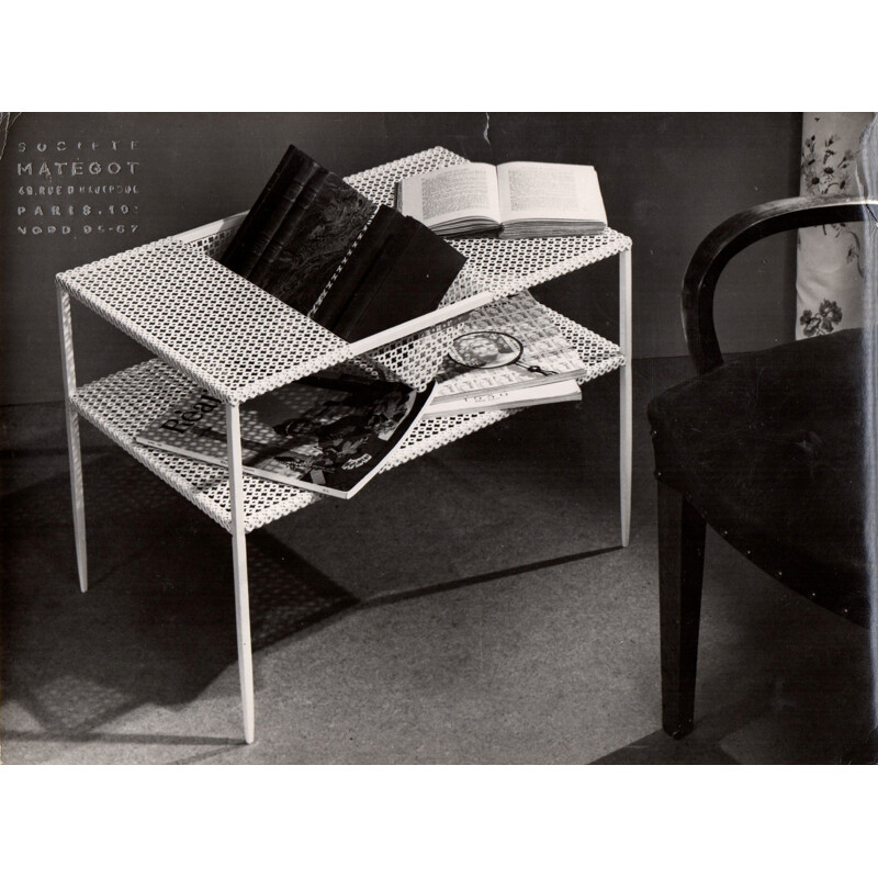 Set de 3 tables d'appoints vintage blanches par Mathieu Matégot 1950 
