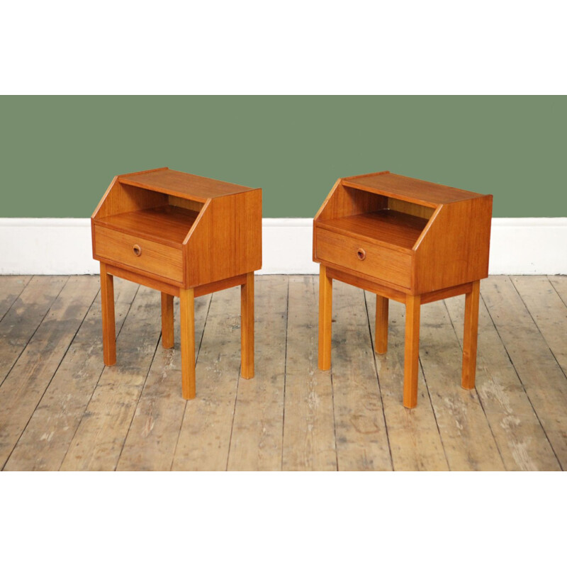 Vintage pair of teak night stand 1960s