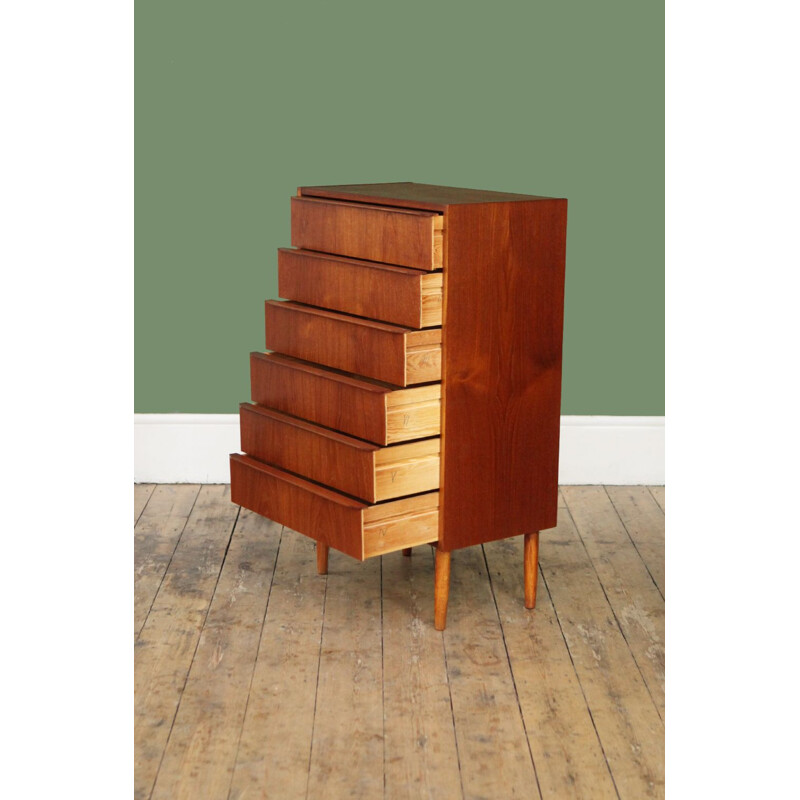 Vintage minimalist teak chest of drawers 1960