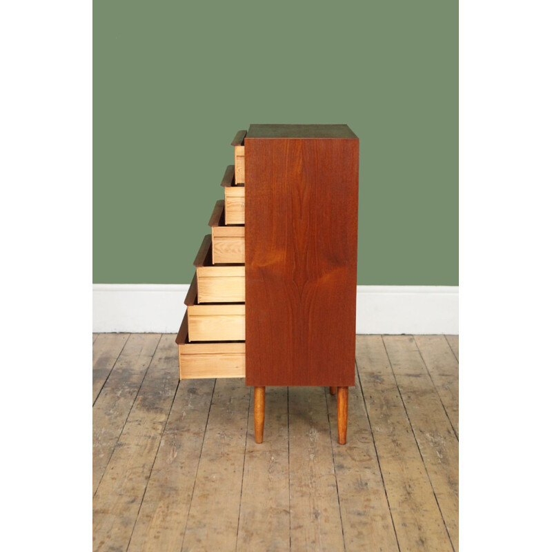 Vintage minimalist teak chest of drawers 1960