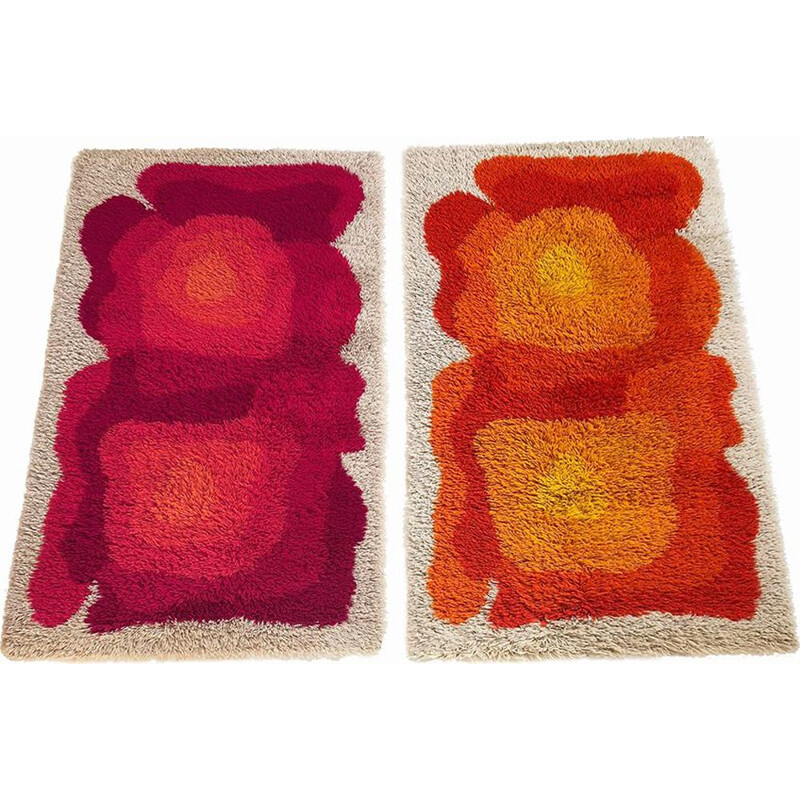 Set of 2 vintage rugs Pop art pattern by Desso, Netherlands 1970s