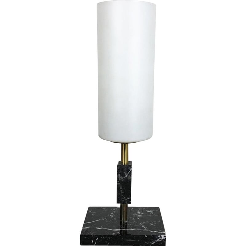 Vintage black marble table lamp, Italy 1950