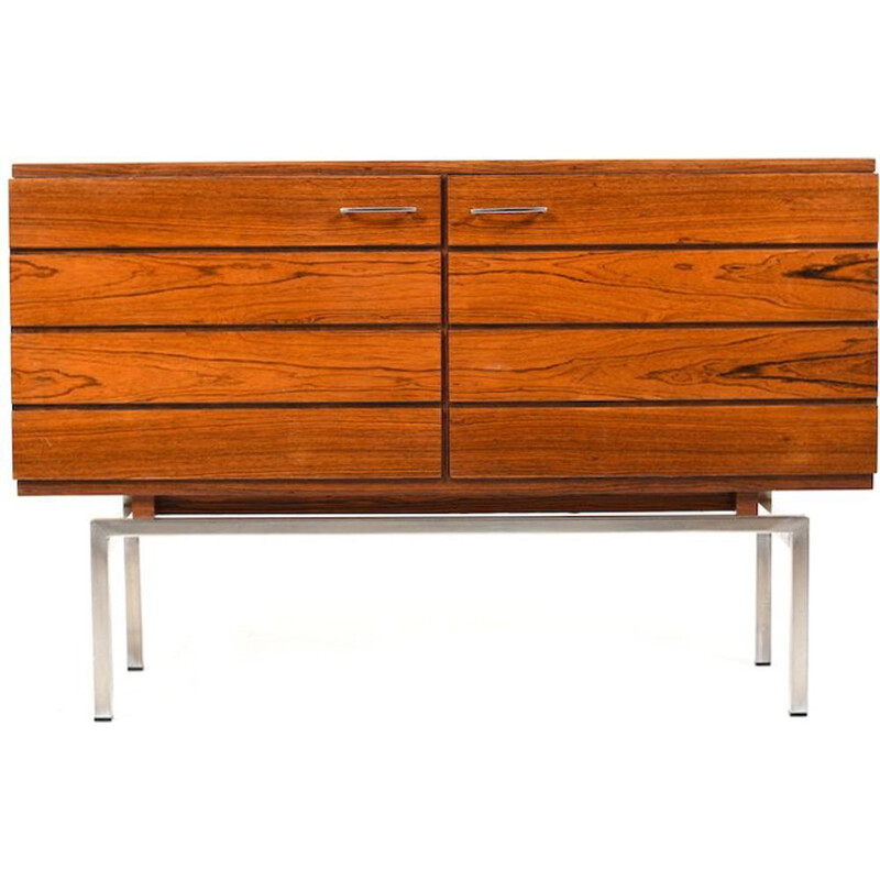 Vintage Sideboard wood and chrome Scandinavian 1950s 