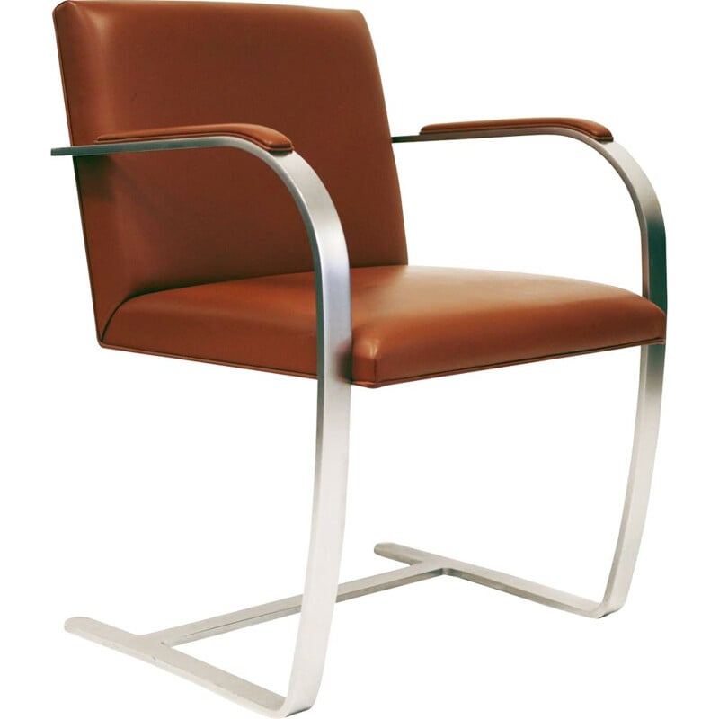 Vintage armchair by Mies van der Rohe Brno for Knoll in brown leather
