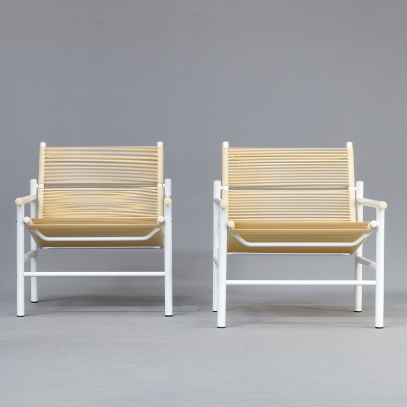 Set of 2 vintage armchairs Spaghetti Fly Line by Giandomenico Belotti for CMP-Padova Italy 1980s