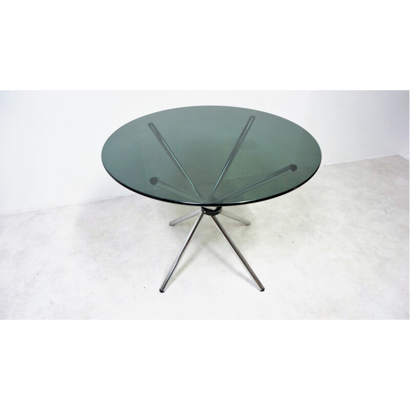 Vintage Italian table in chrome and glass 1970