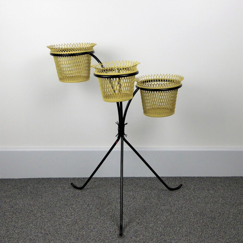 Vintage plant stand by Matégot in black metal 1950 