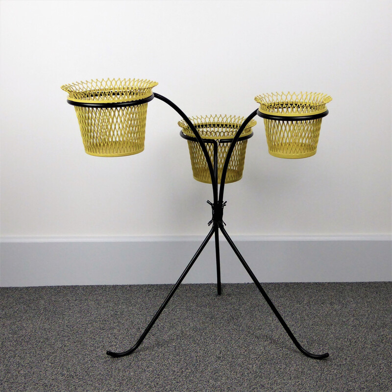 Vintage plant stand by Matégot in black metal 1950 