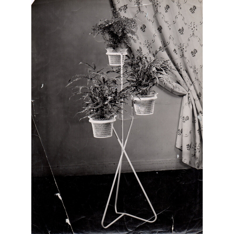 Vintage plant stand by Matégot in black metal 1950 