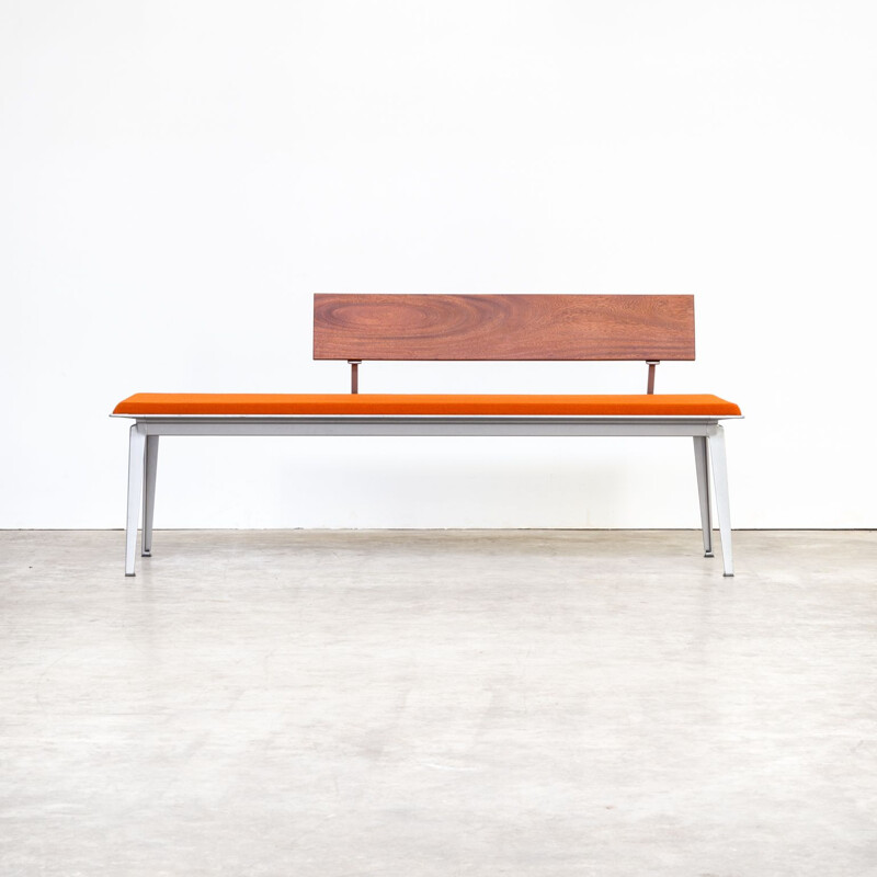 Vintage Ahrend 600 bench for Ahrend de Cirkel in orange metal and rosewood 1990