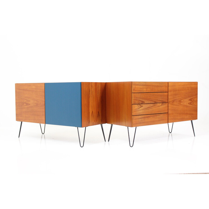 Pair of teak and metal Brande Mobelfabrik sideboards, Ib KOFOD-LARSEN - 1960s