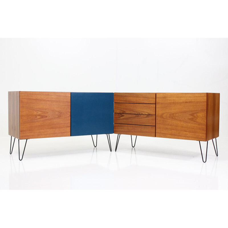 Pair of teak and metal Brande Mobelfabrik sideboards, Ib KOFOD-LARSEN - 1960s