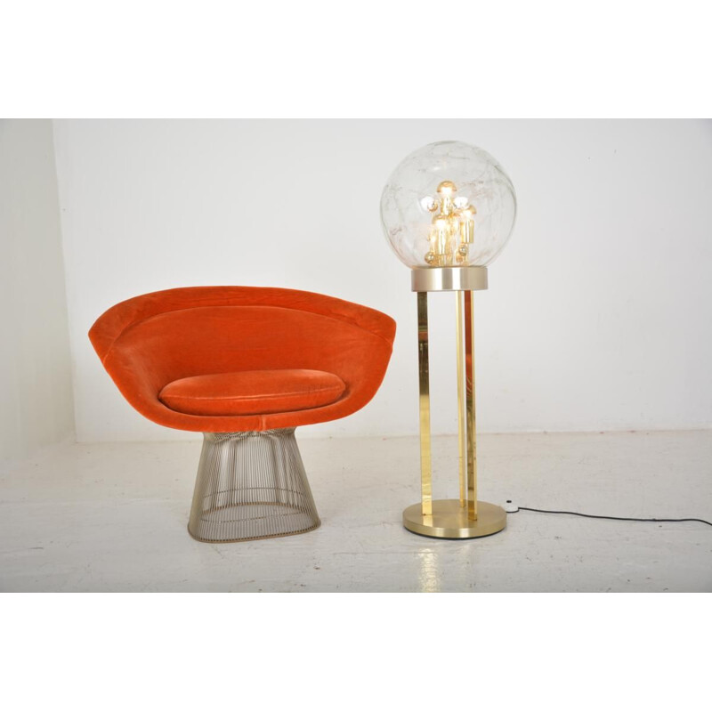 Vintage floor lamp Doria Leuchten brass and glass 1970s