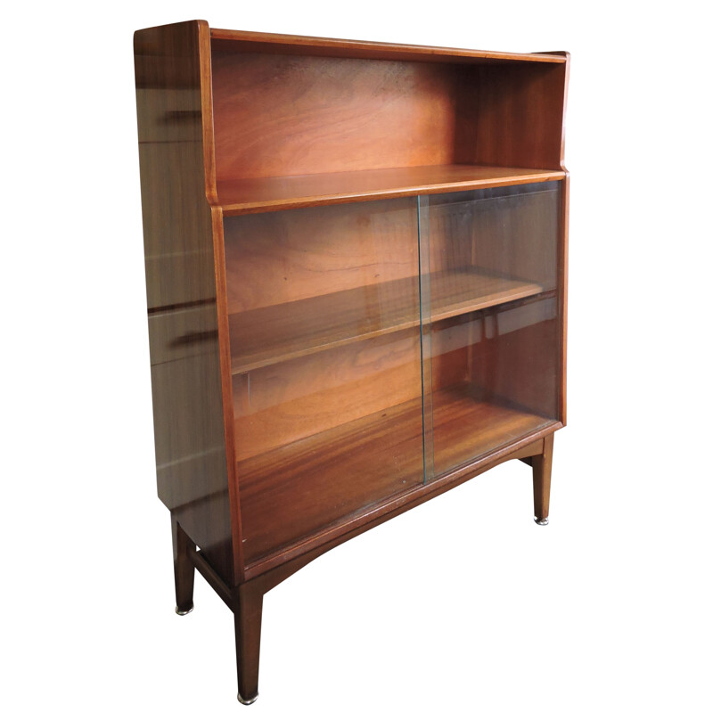 Vintage bookcase in teak with glass front by Nathan, 1960s