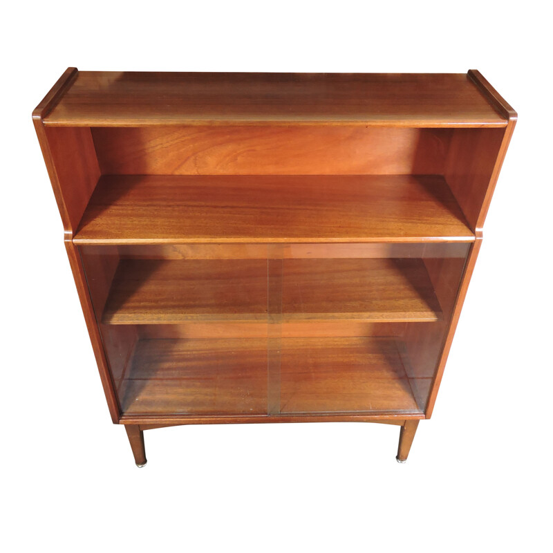 Vintage bookcase in teak with glass front by Nathan, 1960s