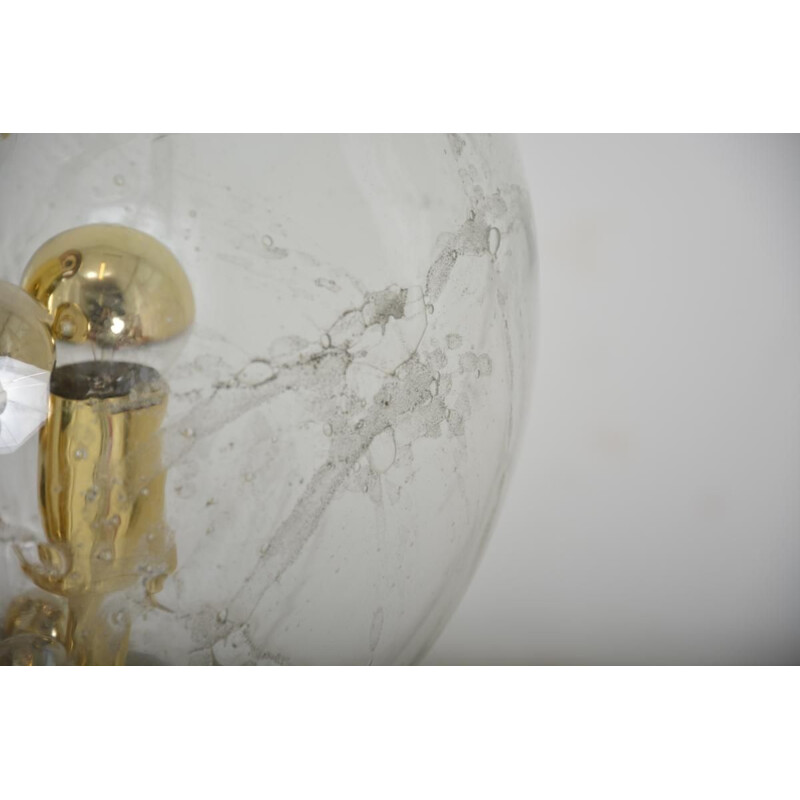 Lampadaire vintage Doria Leuchten laiton et verre années 70