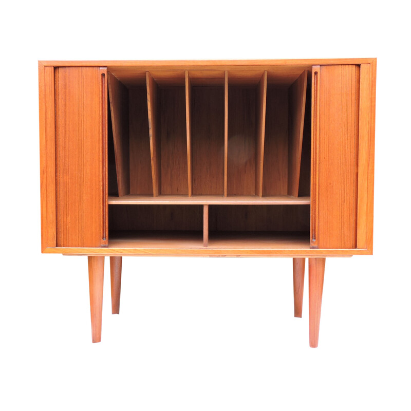 Vintage cabinet record player in teak by Kai Kristiansen for FM Møbler Denmark 1960s