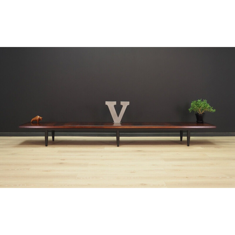 Vintage low bench in rosewood Scandinavian 1960-70