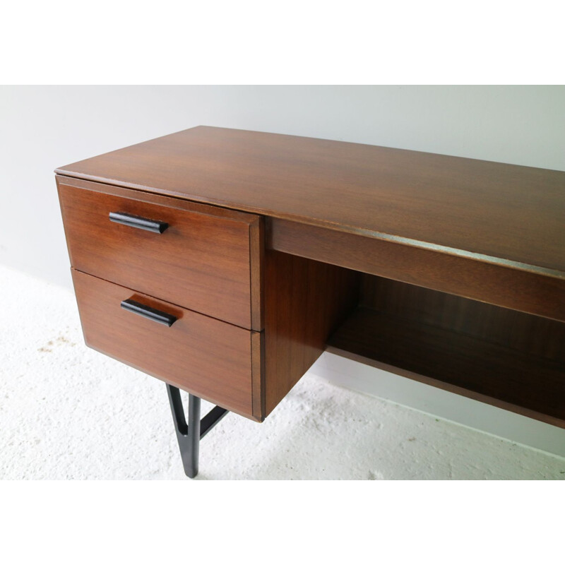 Vintage english desk in dark teak 1960s 