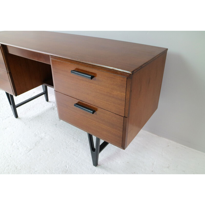 Vintage english desk in dark teak 1960s 