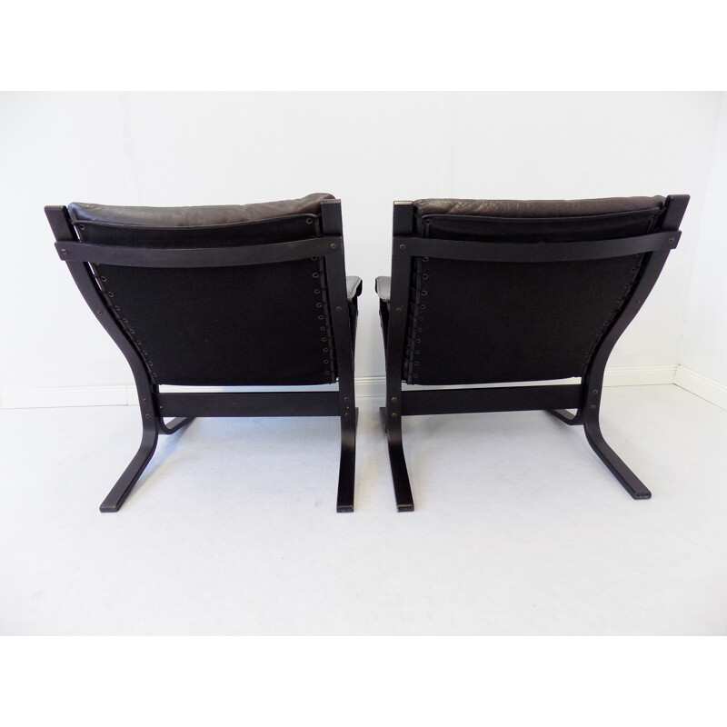 Set of 2 vintage armchairs and 1 feet stool by Ingmar Relling 1960
