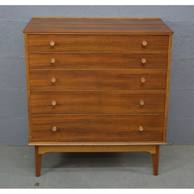 Vintage chest of drawers in walnut by Alfred Cox