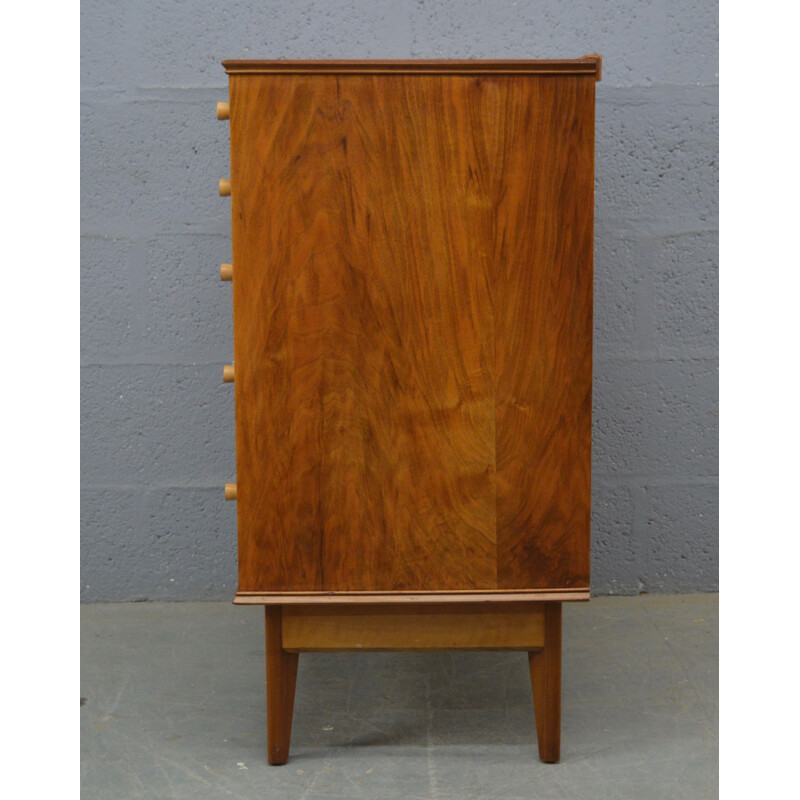 Vintage chest of drawers in walnut by Alfred Cox