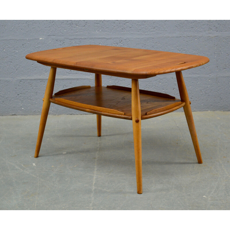 Table basse vintage en orme et hêtre par Ercol