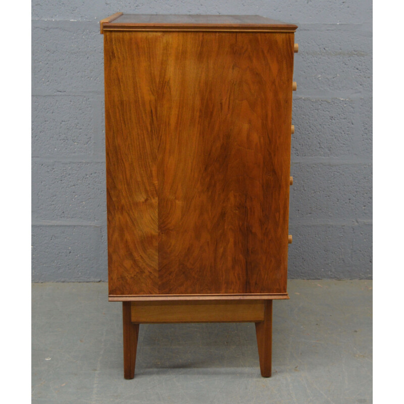 Vintage chest of drawers in walnut by Alfred Cox 1960