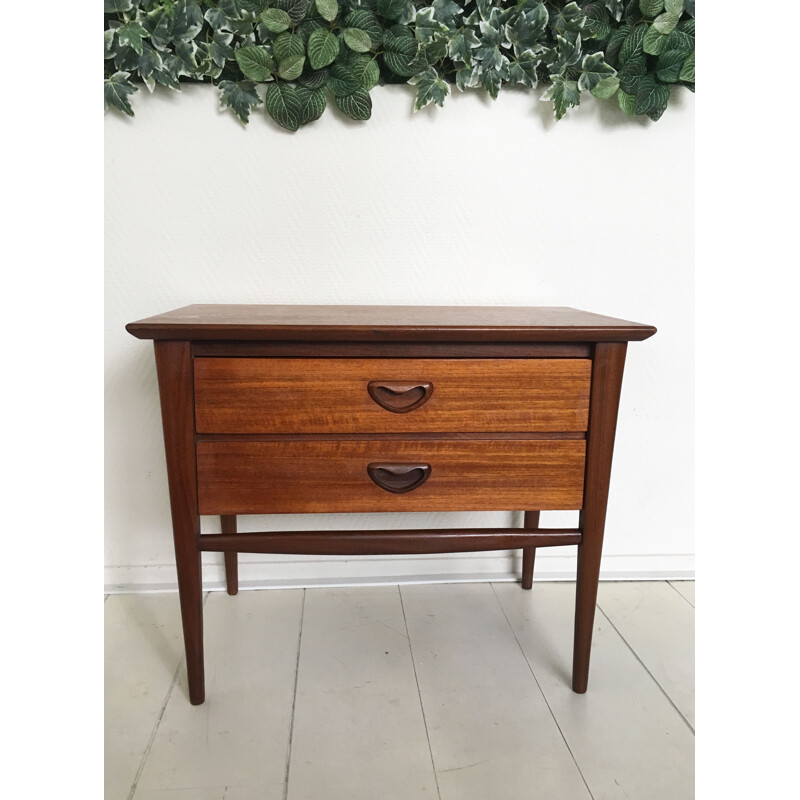 Vintage pair of teak nightstands by Louis Van Teeffelen for Wébé 1960s