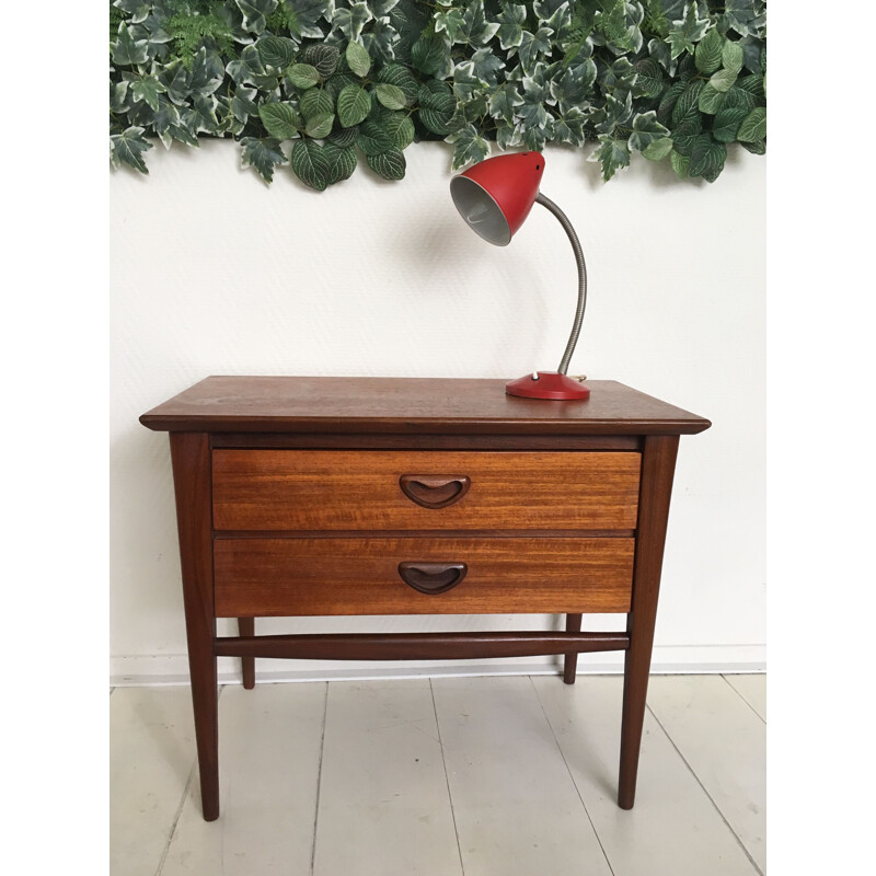 Vintage pair of teak nightstands by Louis Van Teeffelen for Wébé 1960s