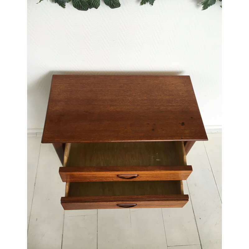 Vintage pair of teak nightstands by Louis Van Teeffelen for Wébé 1960s