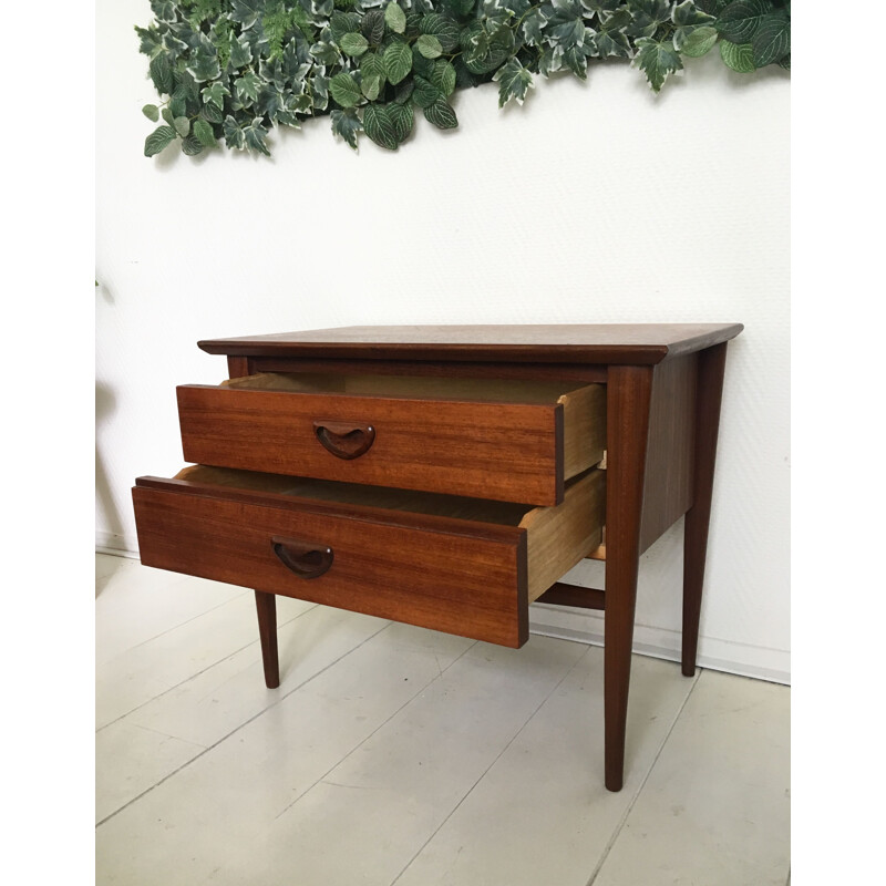 Vintage pair of teak nightstands by Louis Van Teeffelen for Wébé 1960s