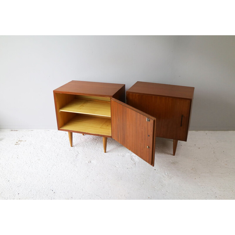 Pair of vintage bedside cabinets in teak 1960