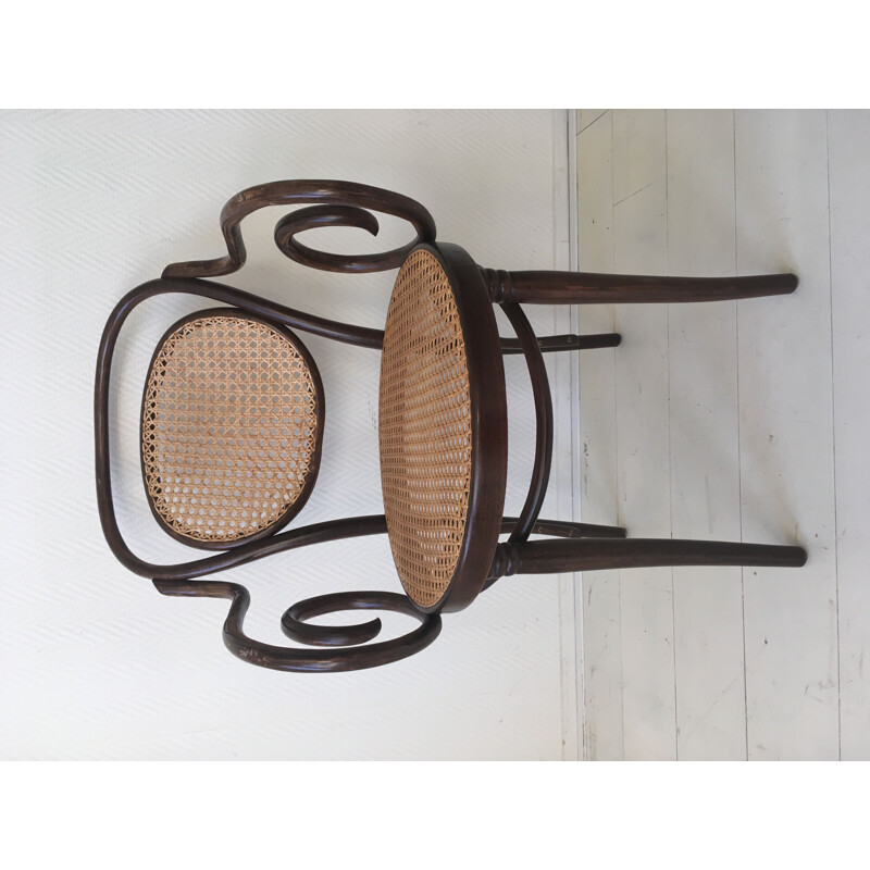 Set of 4 vintage chairs for ZPM Radomsko in bentwood and rattan