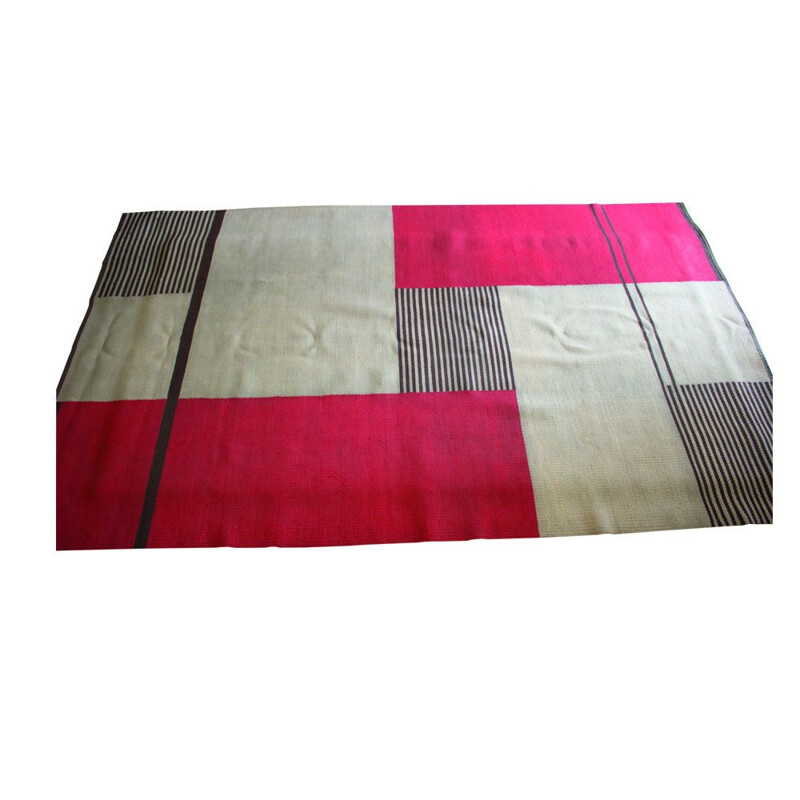 Vintage geometric carpet by Antonin Kybal in wool 1950