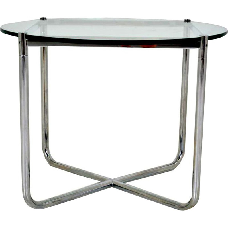 Vintage MR table for Knoll in chromed steel and glass 1970