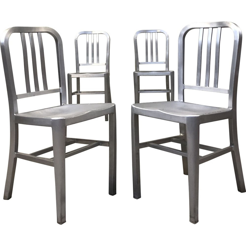 Set of 4 vintage chairs in aluminium 1980