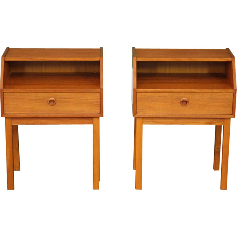 Vintage pair of teak night stand 1960s