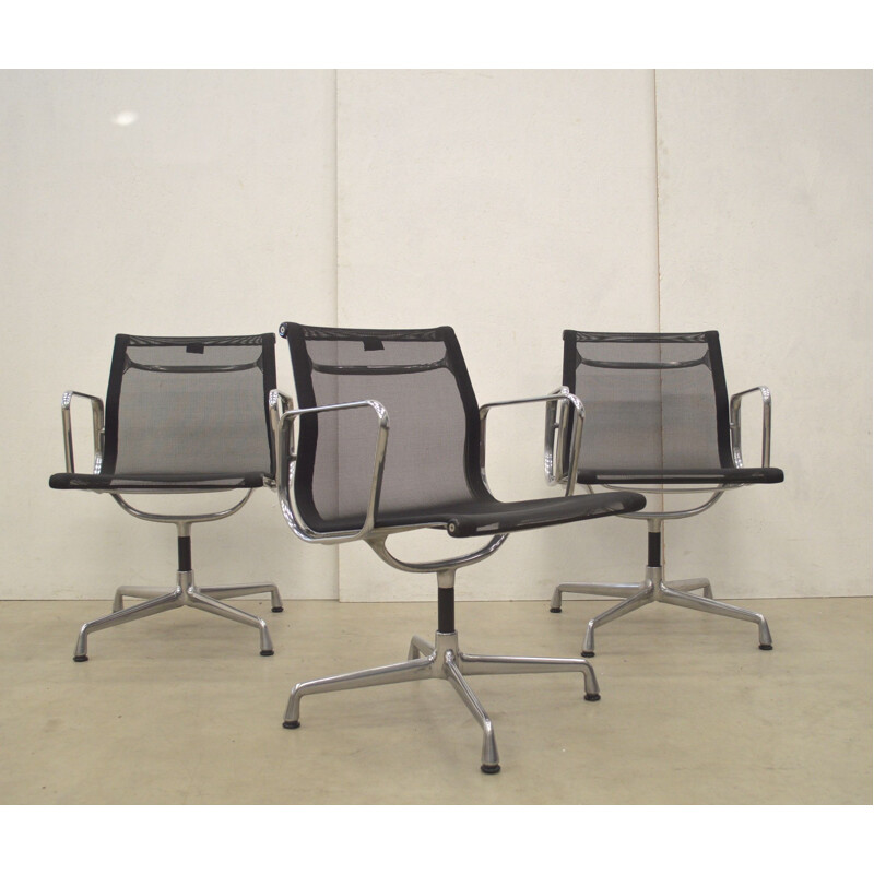 Set of 3 vintage desk chairs Vitra EA108 Alu by Charles Eames, Germany