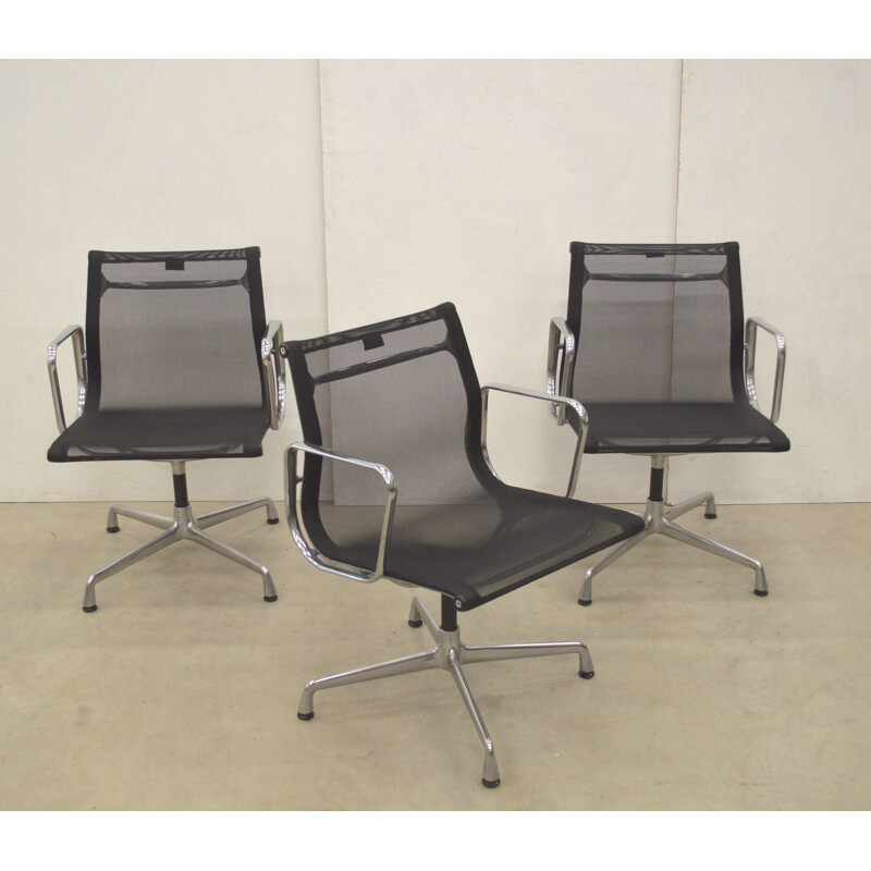 Set of 3 vintage desk chairs Vitra EA108 Alu by Charles Eames, Germany